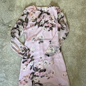 Leith Purple/Pink Floral Long Sleeve Dress Small